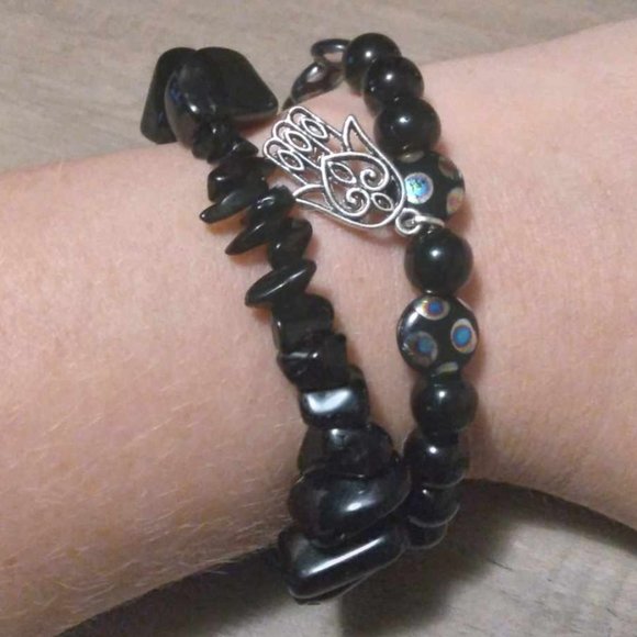 Black Obsidian and Black Tourmaline Bracelets - Picture 4 of 4